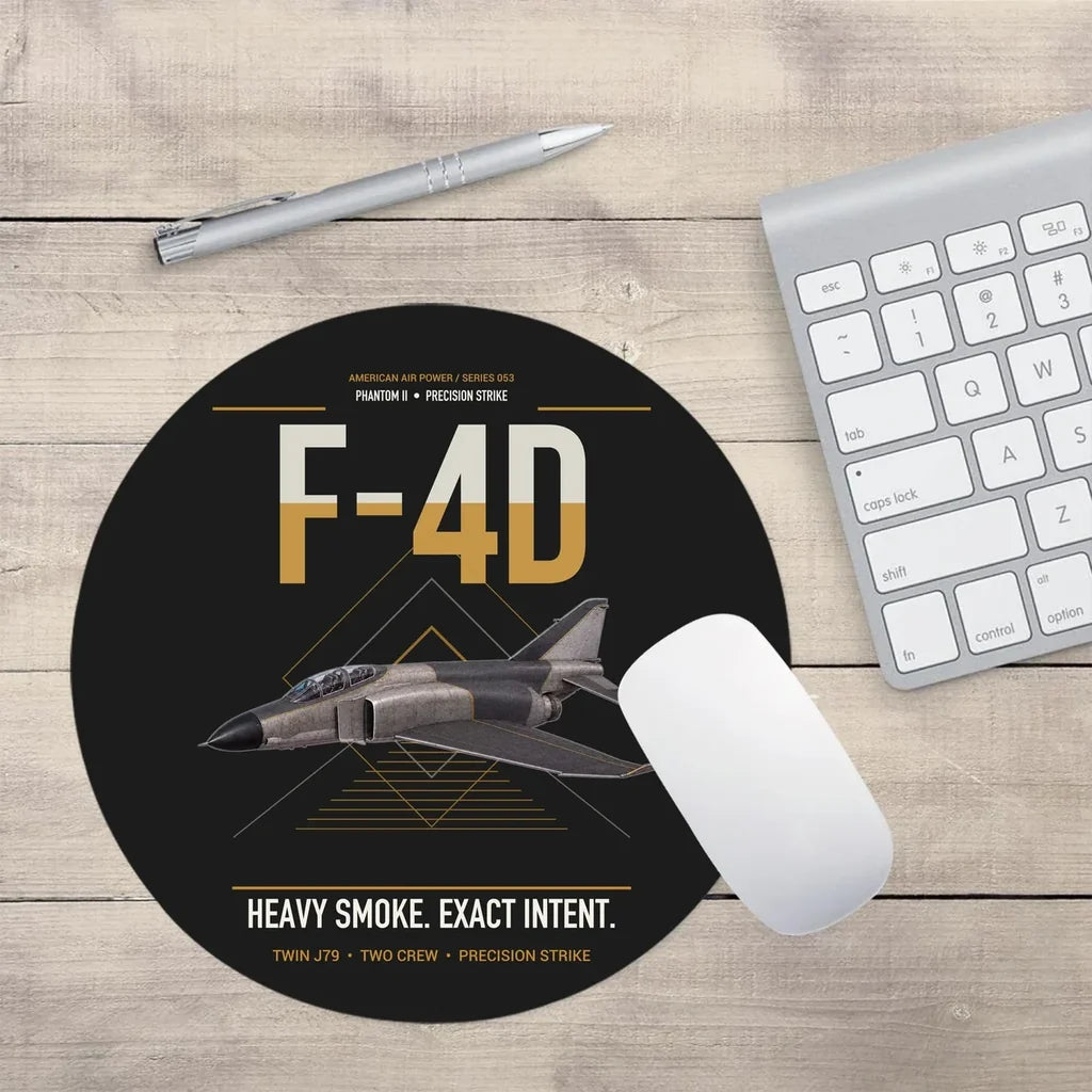 F-4D Phantom II design on black round mouse pad