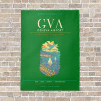 Thumbnail for Geneva Airport GVA - Canvas Framed - Green