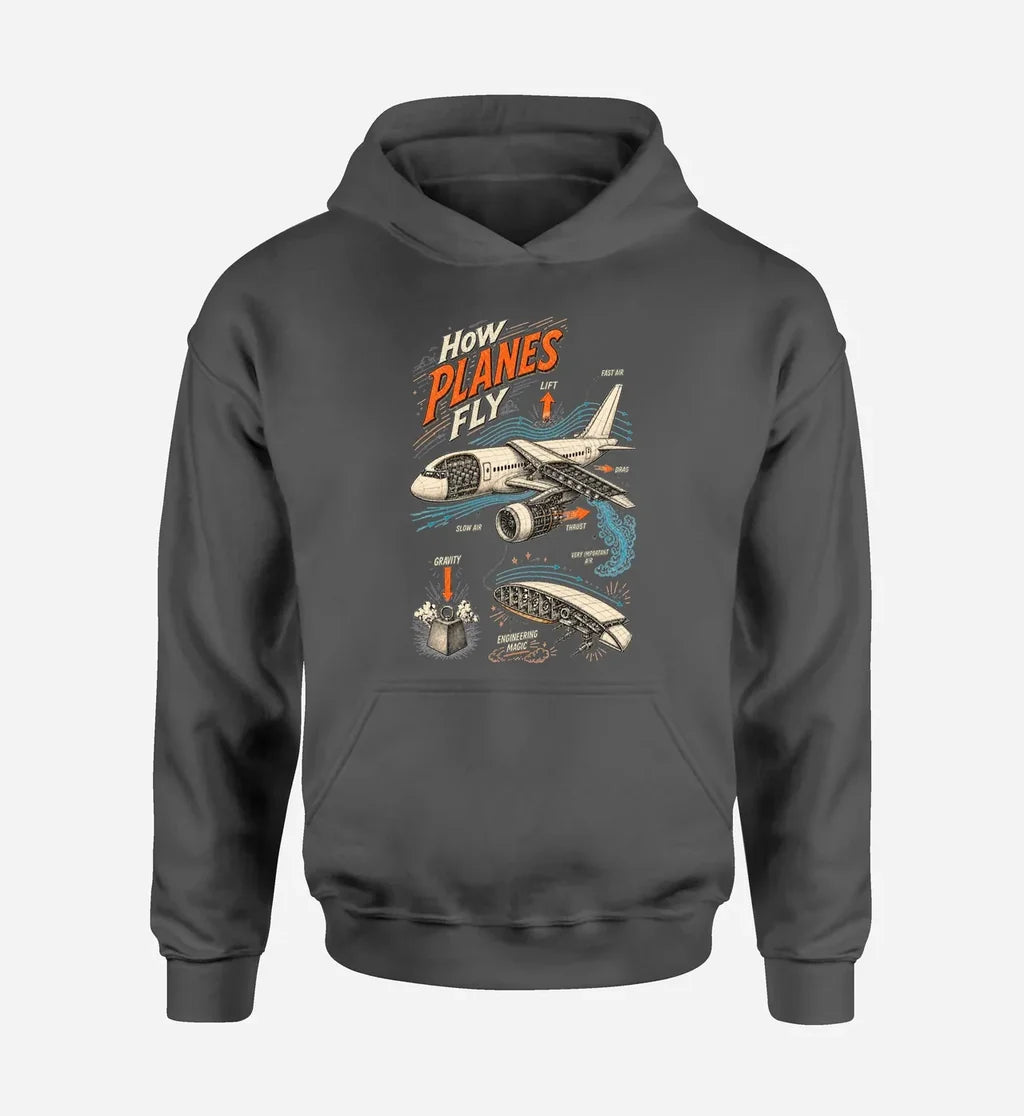 SIGNAL 616 - How Planes Fly V2 design on dark gray hoodie single side