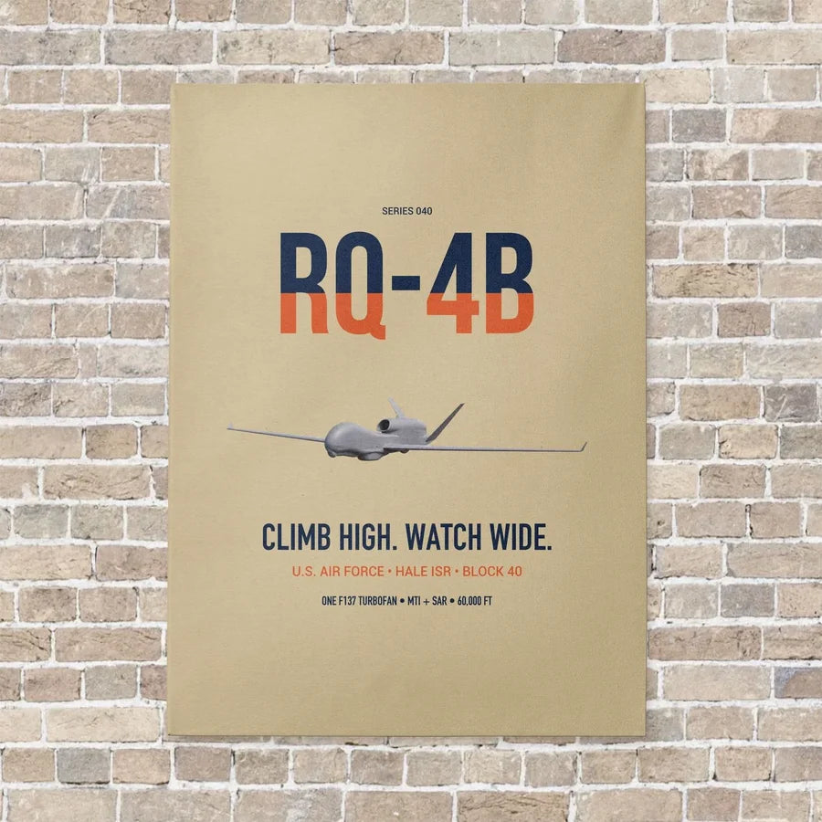 RQ-4B Global Hawk vertical canvas print - no frame - beige background