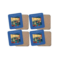 Thumbnail for The Dawn Arrival Coffee - Designed Coasters design on blue 4-pieces-set