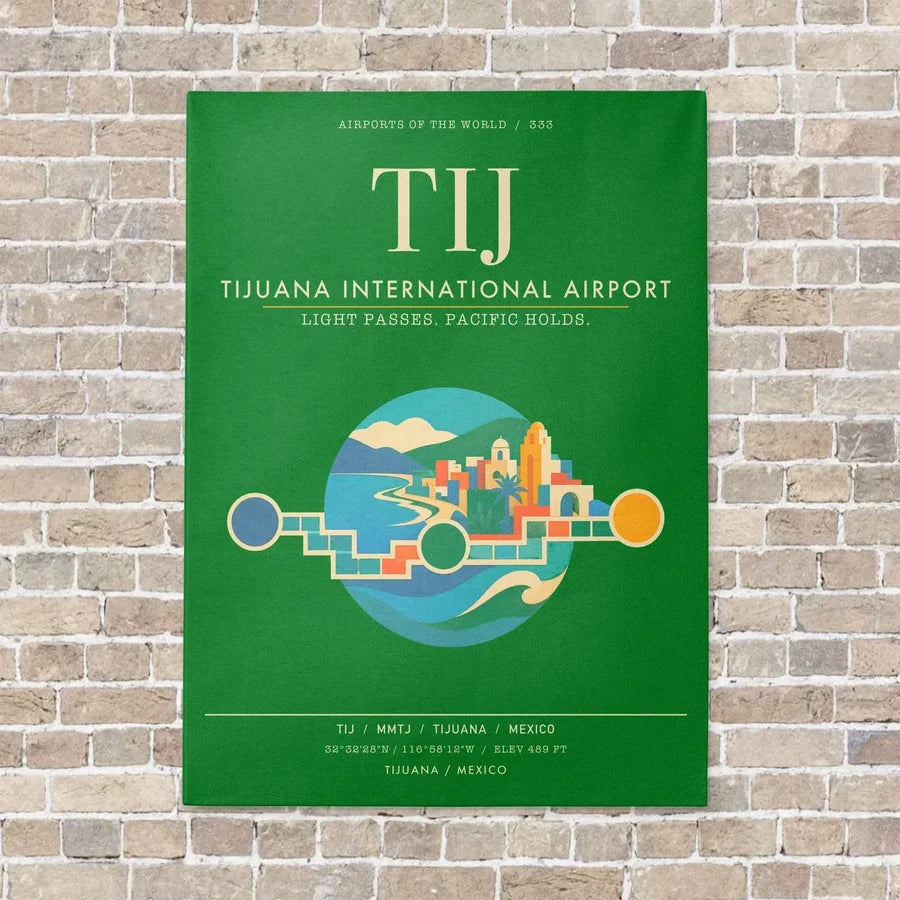 Tijuana International Airport TIJ - Canvas Framed - Green