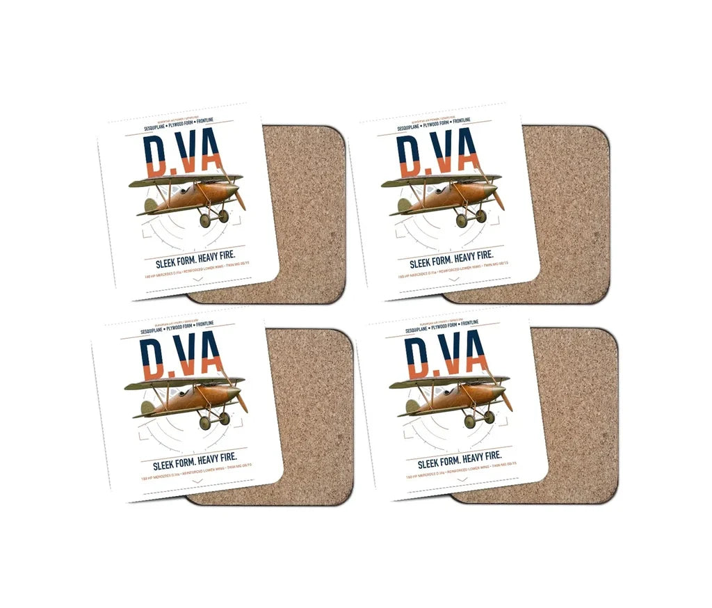 Albatros D.Va design on white 4 pieces set coaster