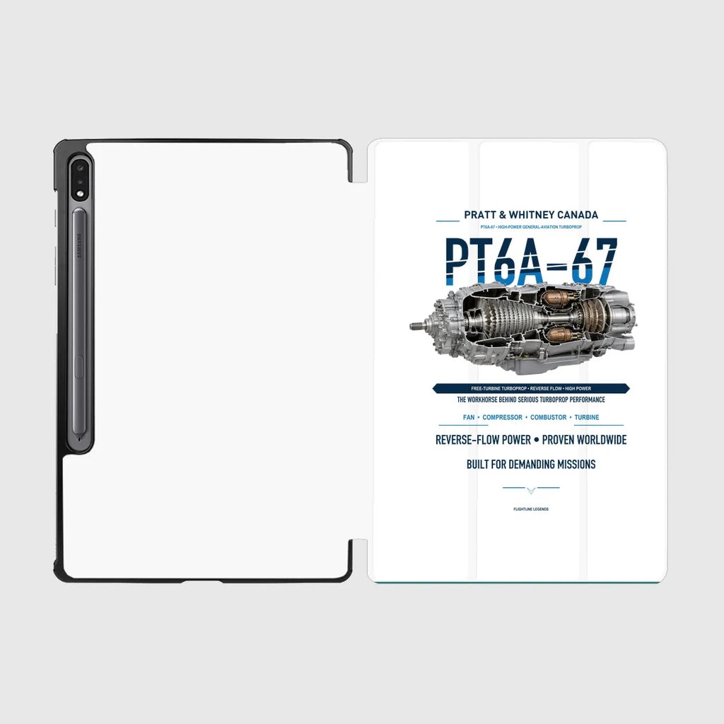 PT6A-67 design on white samsung tablet tablet case