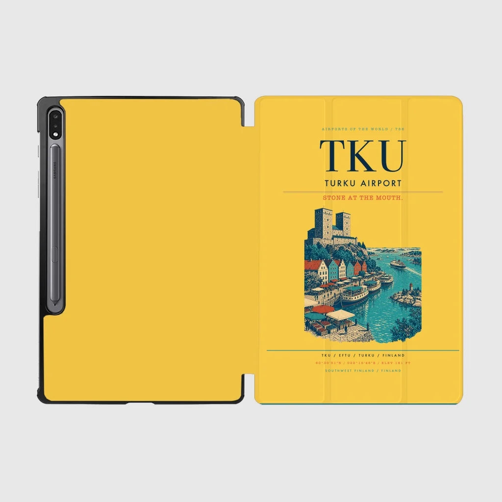 Turku Airport (TKU) design on yellow samsung tablet tablet case