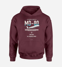 Thumbnail for McDonnell Douglas MD-80 design on dark red double-side hoodie, single-side print