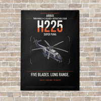 Thumbnail for Airbus H225 vertical canvas print - no frame - black background