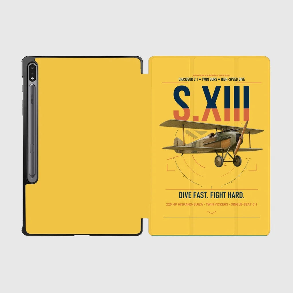 SPAD S.XIII C.1 design on yellow samsung tablet tablet case