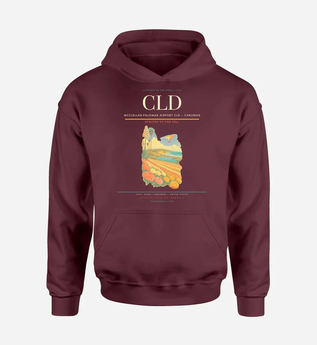McClellan-Palomar Airport (CLD) design on dark red hoodie single-side print
