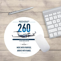 Thumbnail for Beechcraft King Air 260 design on white round mouse pad