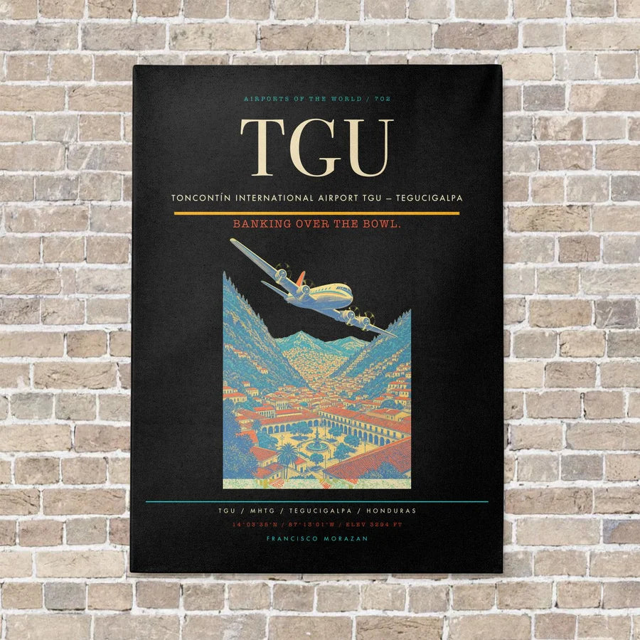 Toncontín International Airport TGU — Tegucigalpa vertical canvas print - no frame - black background