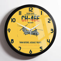 Thumbnail for Boeing Vertol CH-46E Sea Knight design on yellow framed wall clock