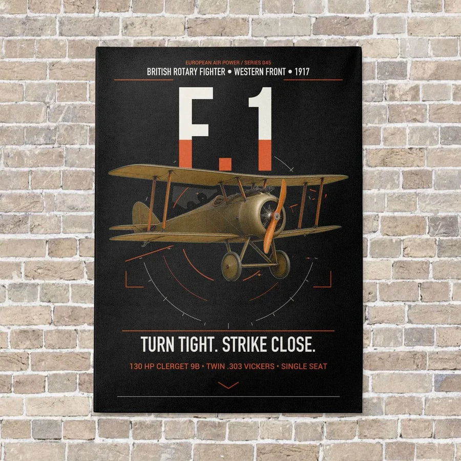 Sopwith Camel F.1 vertical canvas print - no frame - black background