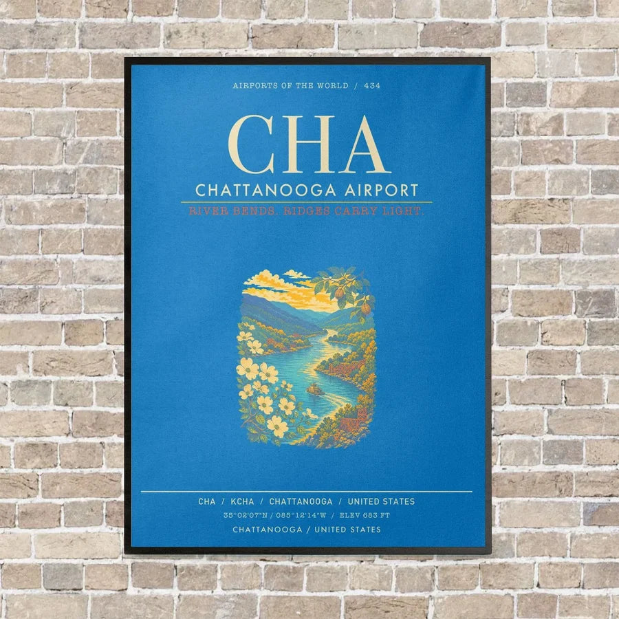 Chattanooga Airport CHA - Canvas Framed - Turquoise