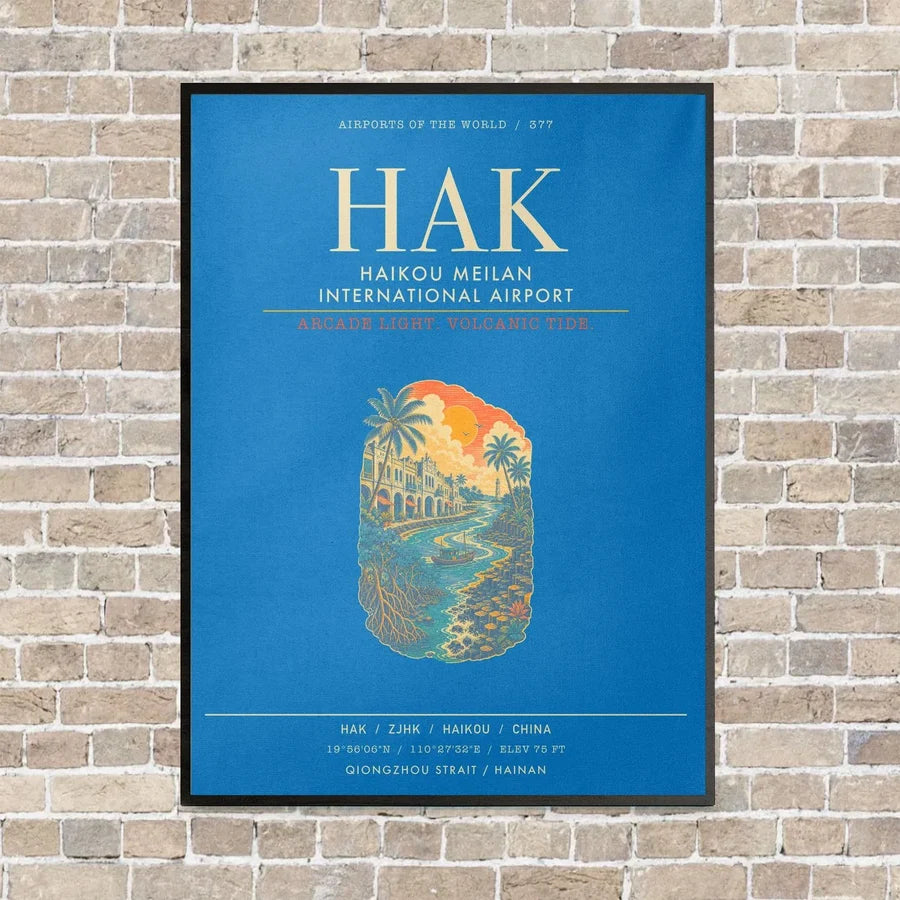Haikou Meilan International Airport HAK - Canvas Framed - Turquoise