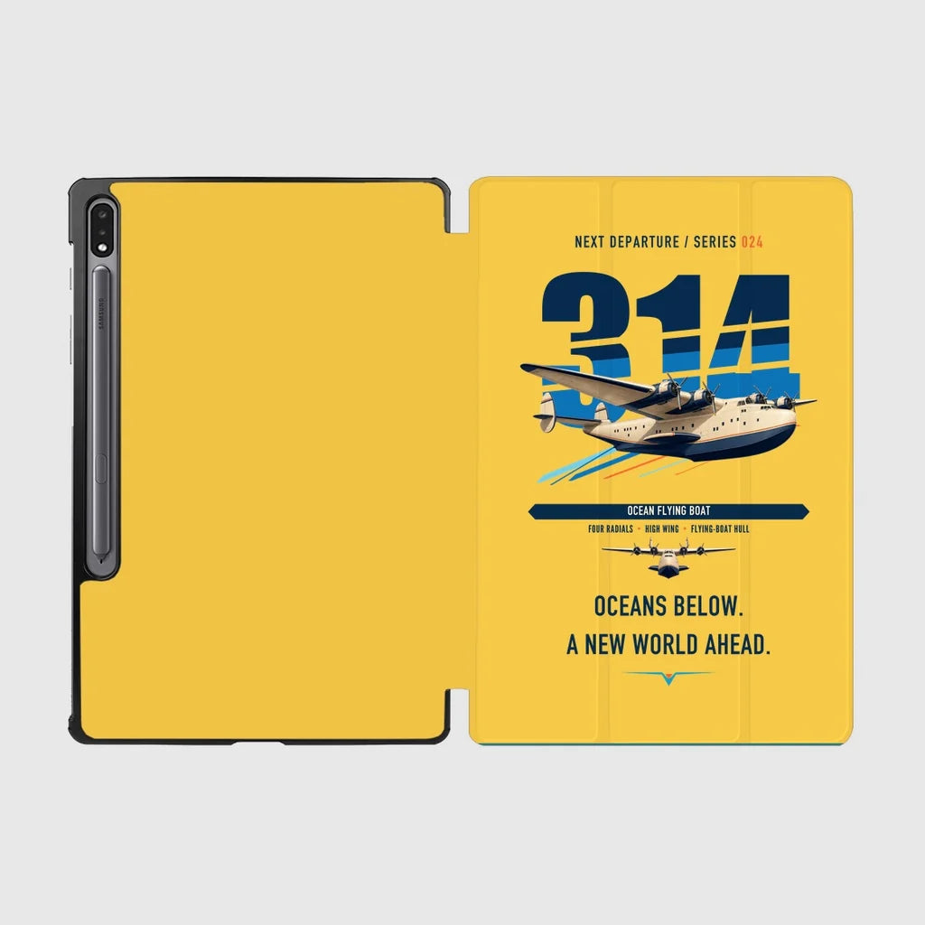Boeing 314 Clipper design on yellow samsung tablet tablet case