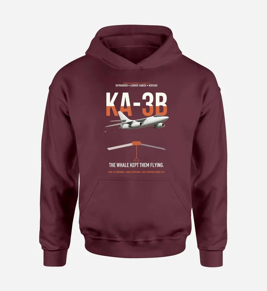 KA-3B Skywarrior design on dark red double-side hoodie, single-side print
