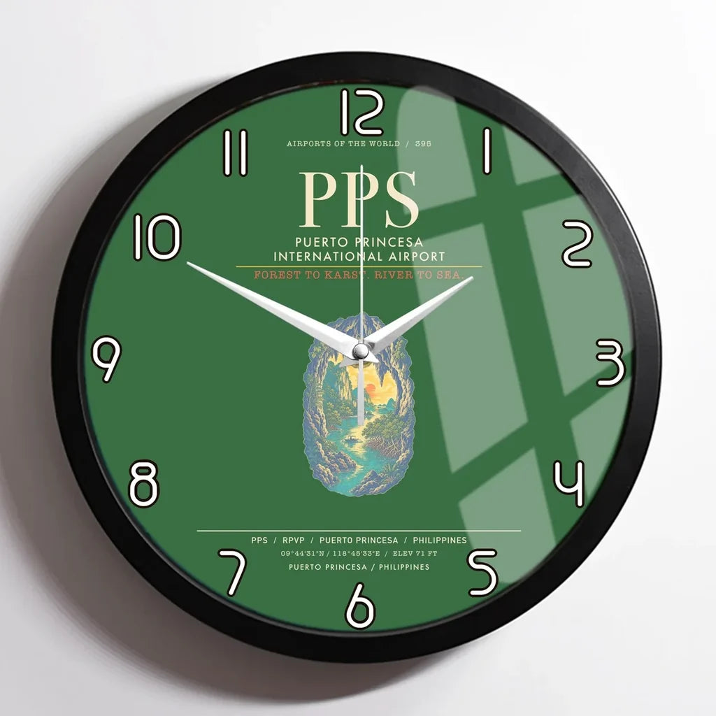 Puerto Princesa International Airport PPS Wall-Clock Framed - Green