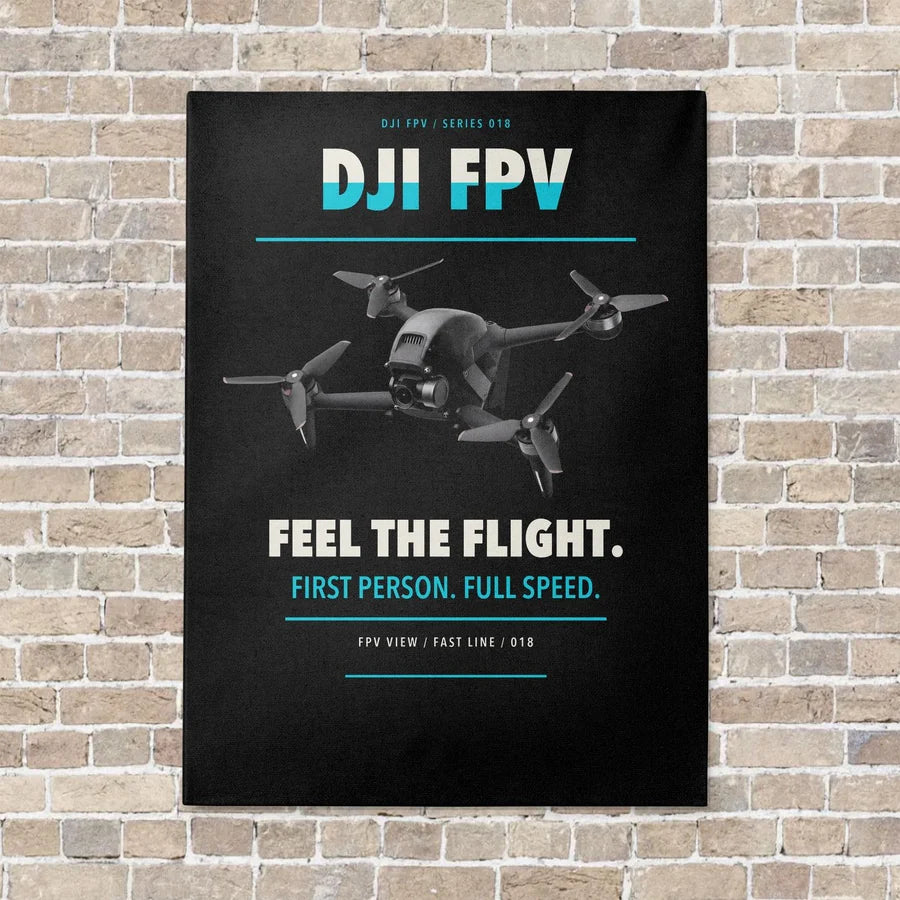 DJI FPV vertical canvas print - no frame - black background