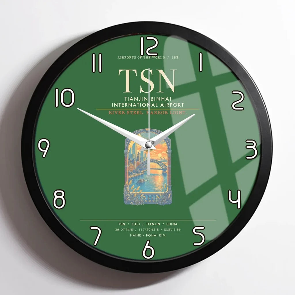 Tianjin Binhai International Airport TSN Wall-Clock Framed - Green