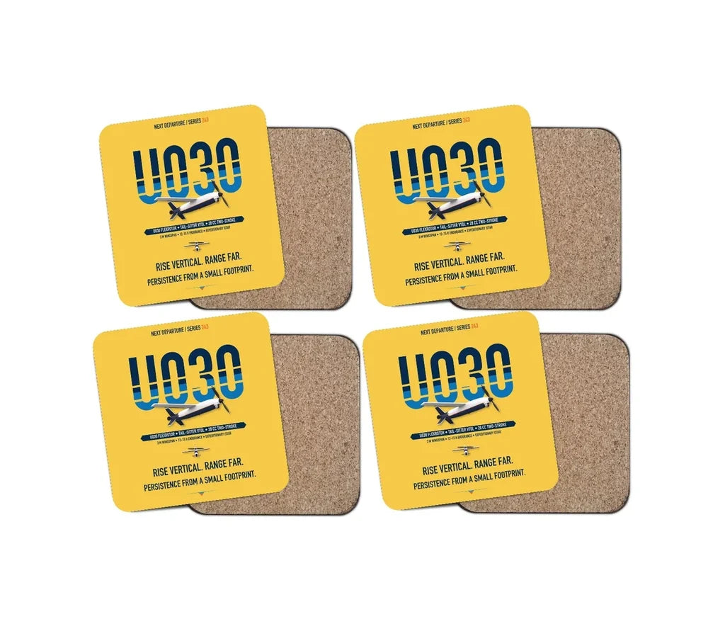 Airbus U030 Flexrotor design on yellow 4 pieces set coaster