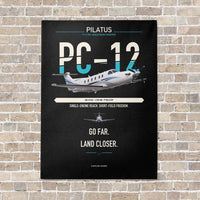Thumbnail for Pilatus PC-12 PRO vertical canvas print - no frame - black background