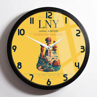 Thumbnail for Lanai Airport (LNY) design on yellow framed wall clock