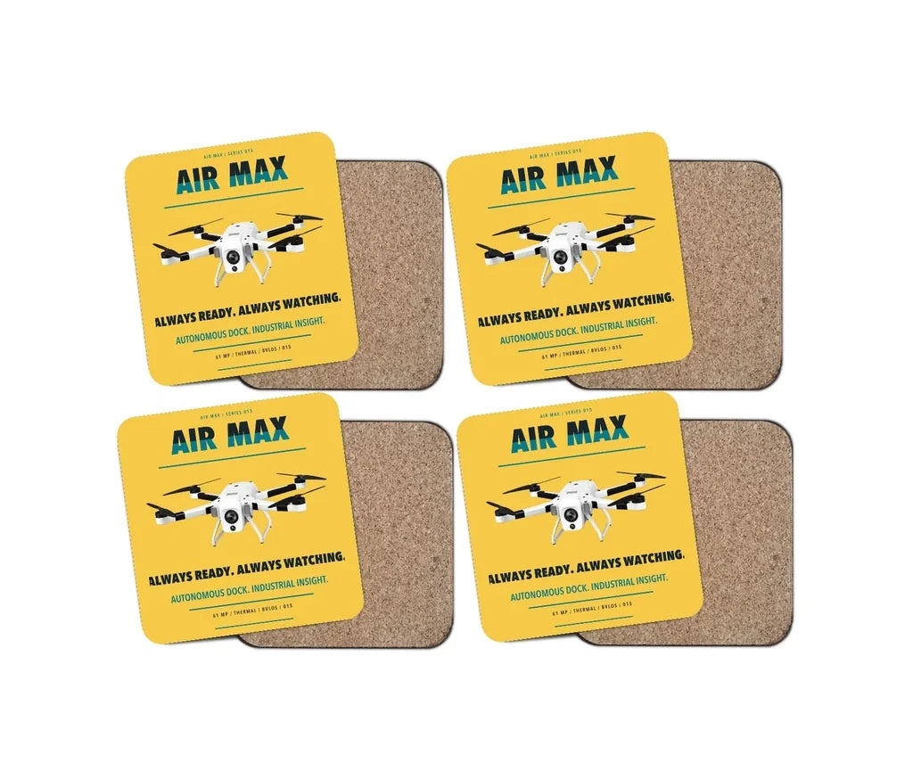 Percepto Air Max design on yellow 4 pieces set coaster