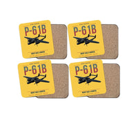 Thumbnail for P-61B Black Widow design on yellow 4 pieces set coaster