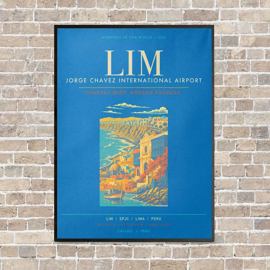 Lima Jorge Chavez International Airport LIM - Canvas Framed - Turquoise