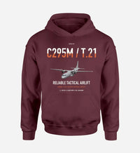 Thumbnail for Airbus C295M T.21 design on dark red double-side hoodie, single-side print