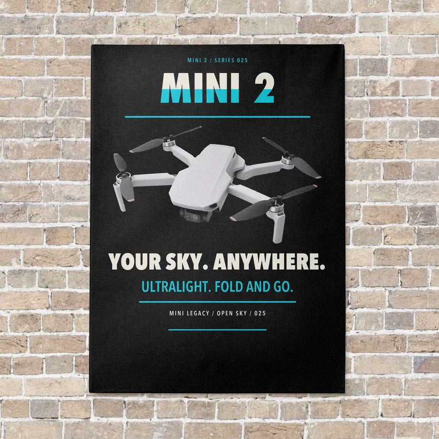 DJI Mini 2 vertical canvas print - no frame - black background