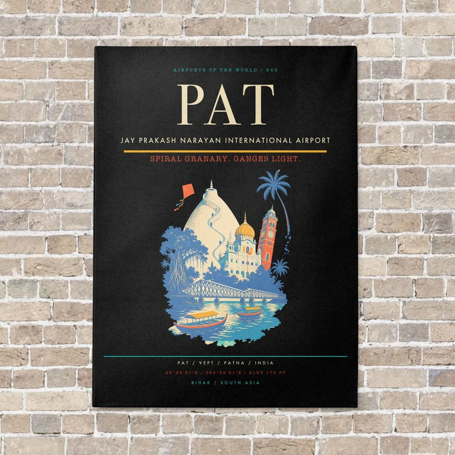 Jay Prakash Narayan International Airport PAT vertical canvas print - no frame - black background