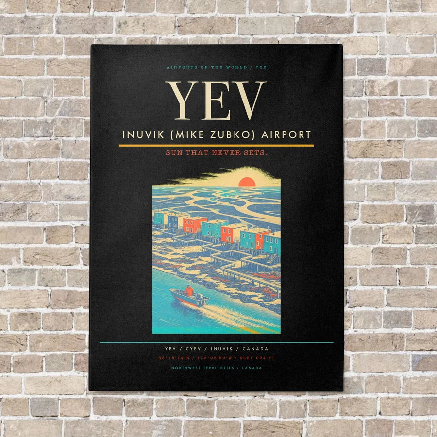 Inuvik (Mike Zubko) Airport YEV vertical canvas print - no frame - black background