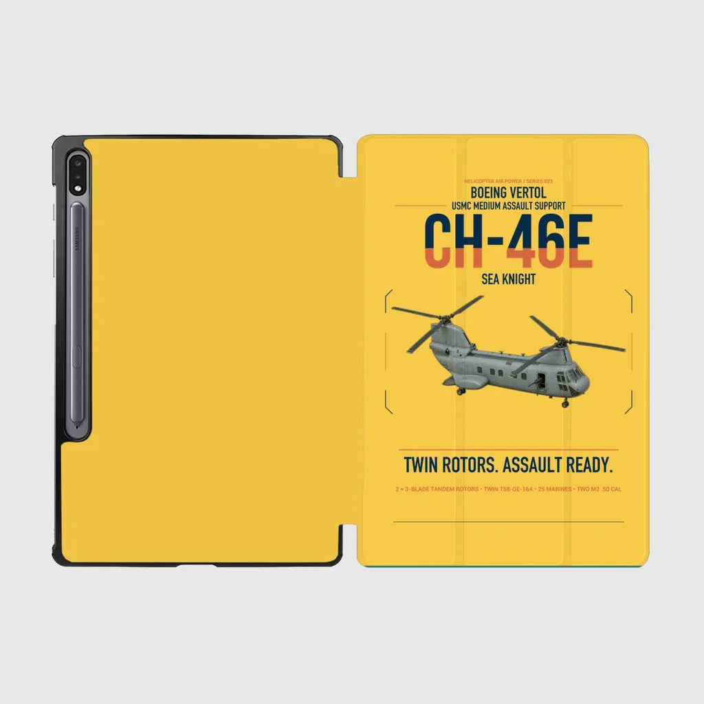 Boeing Vertol CH-46E Sea Knight design on yellow samsung tablet tablet case