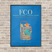 Thumbnail for Rome Leonardo da Vinci Fiumicino Airport FCO - Canvas Framed - Turquoise