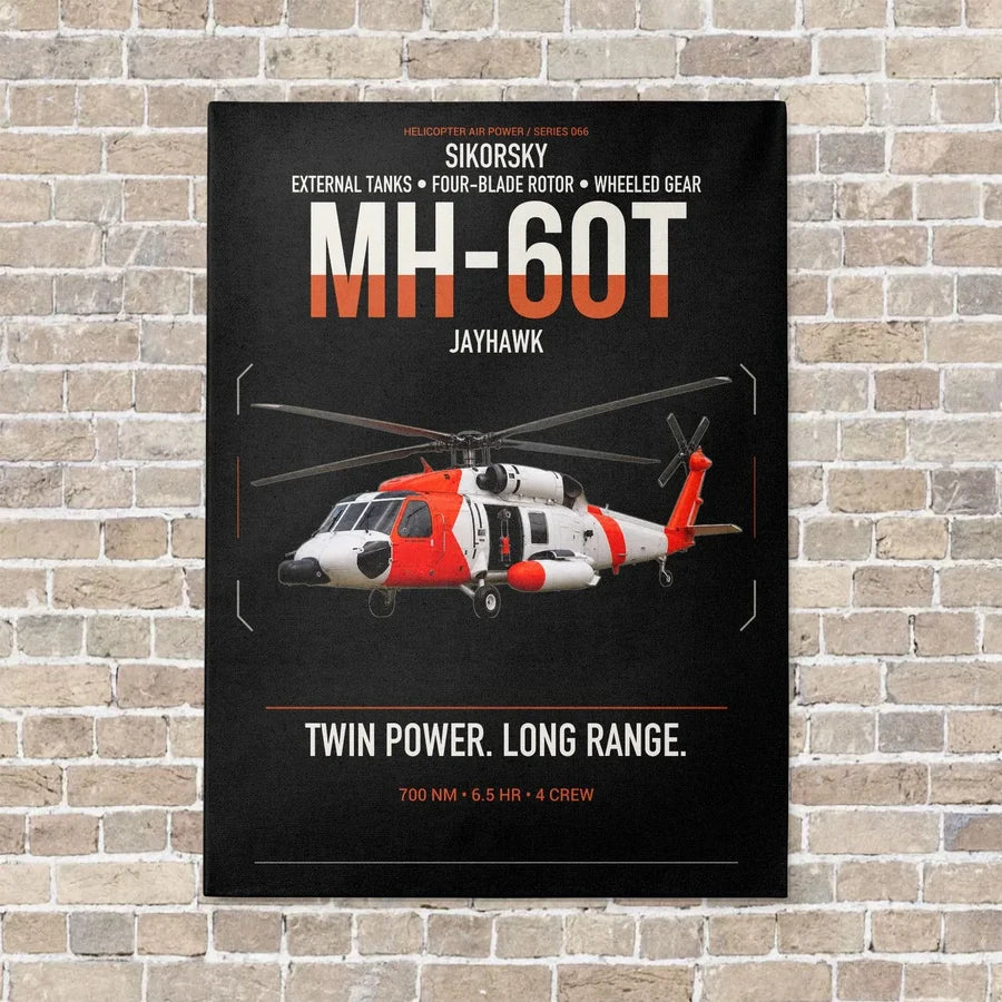 Sikorsky MH-60T Jayhawk vertical canvas print - no frame - black background