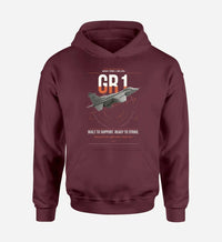 Thumbnail for SEPECAT Jaguar GR1 design on dark red double-side hoodie, single-side print
