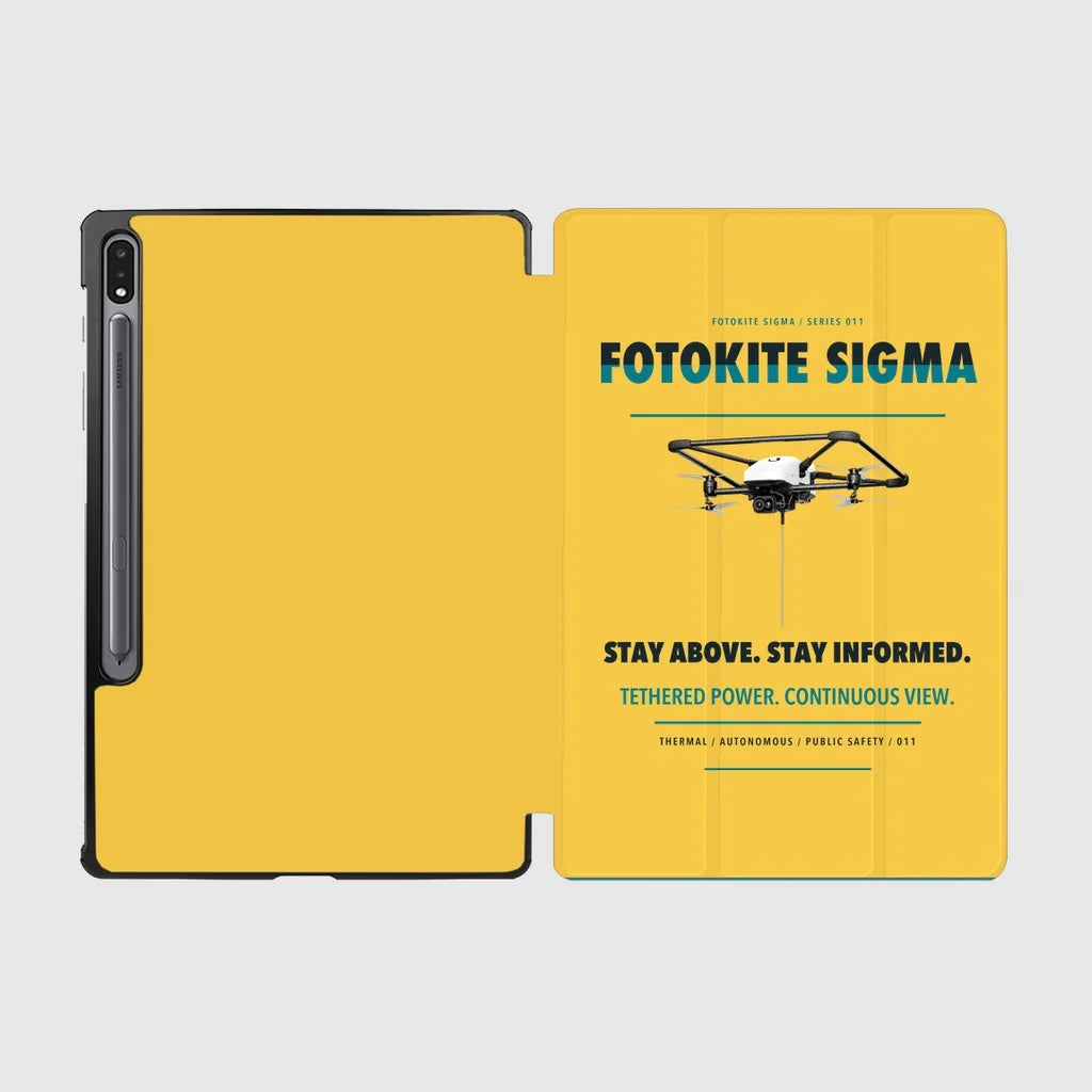 Fotokite Sigma design on yellow samsung tablet tablet case