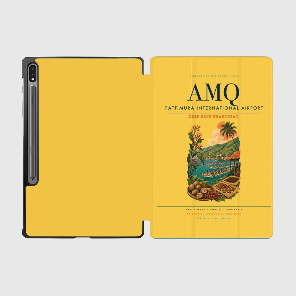 Pattimura International Airport (AMQ) design on yellow samsung tablet tablet case