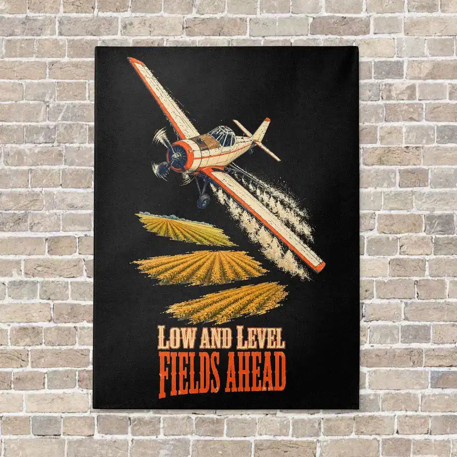Low And Level Fields Ahead vertical canvas print - no frame - black background