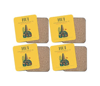 Thumbnail for Phu Bai International Airport (HUI) design on yellow 4 pieces set coaster
