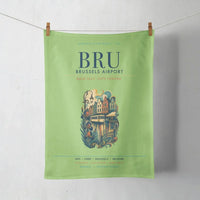 Thumbnail for Brussels Airport (BRU) design on light green towel