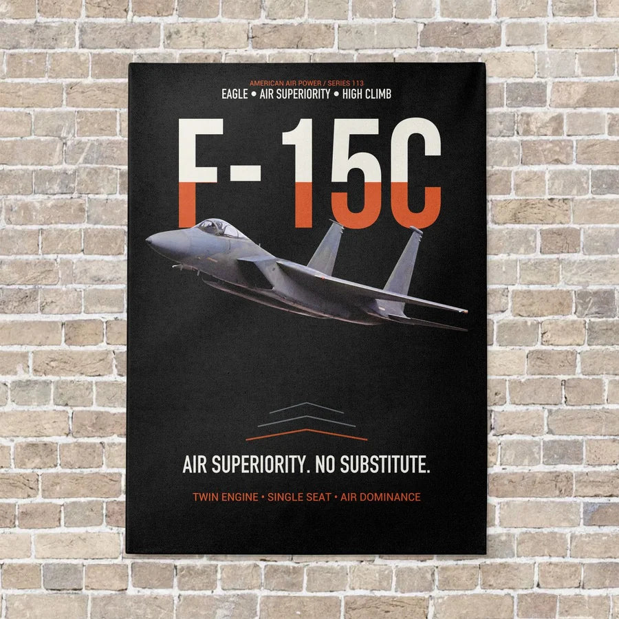 F-15C Eagle Air Superiority No Substitute vertical canvas print - no frame - black background