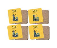 Thumbnail for Iqaluit Airport (YFB) design on yellow 4 pieces set coaster