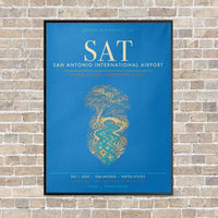 Thumbnail for San Antonio International Airport SAT - Canvas Framed - Turquoise