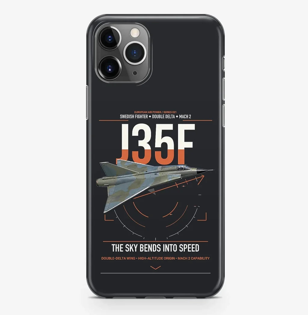 Saab J 35F Draken design on black magsafe iphone case, for iPhone Pro Max