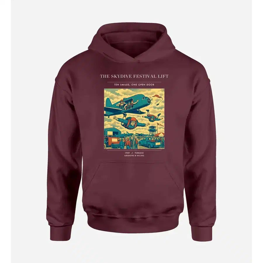 VINTAGE G4471 - The Skydive Festival Lift - Premium Hoodie design on darkred premium