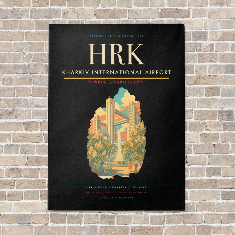 Kharkiv International Airport HRK vertical canvas print - no frame - black background