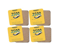 Thumbnail for Bombardier Challenger 3500 design on yellow 4 pieces set coaster